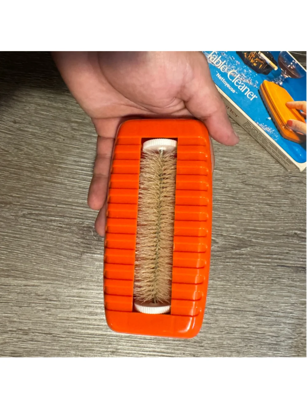 Vintage 80s Nettoyeuse Table Cleaner Crumb Sweeper One Size Orange Blue